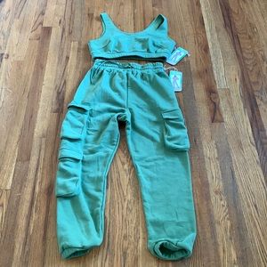 New* with tags. 2 piece green jogger set
